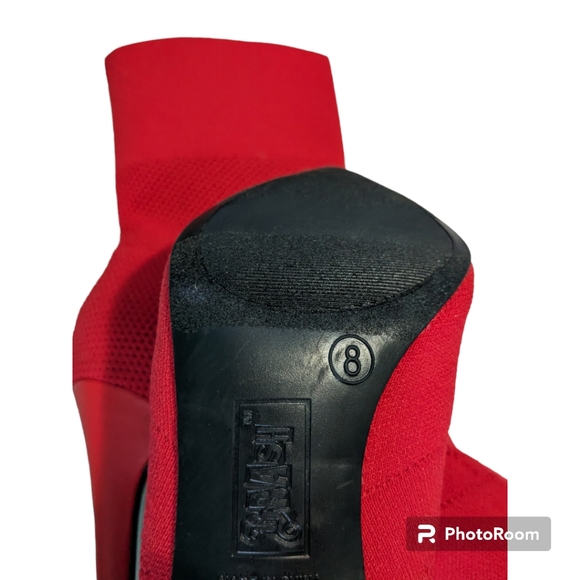Brash Sock Boots, Stiletto Heel, Red, Size 8. - Picture 6 of 10